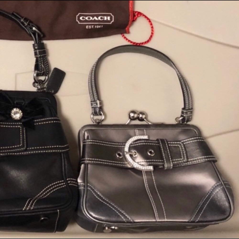 COACH Satin Satchel Bag SILVER